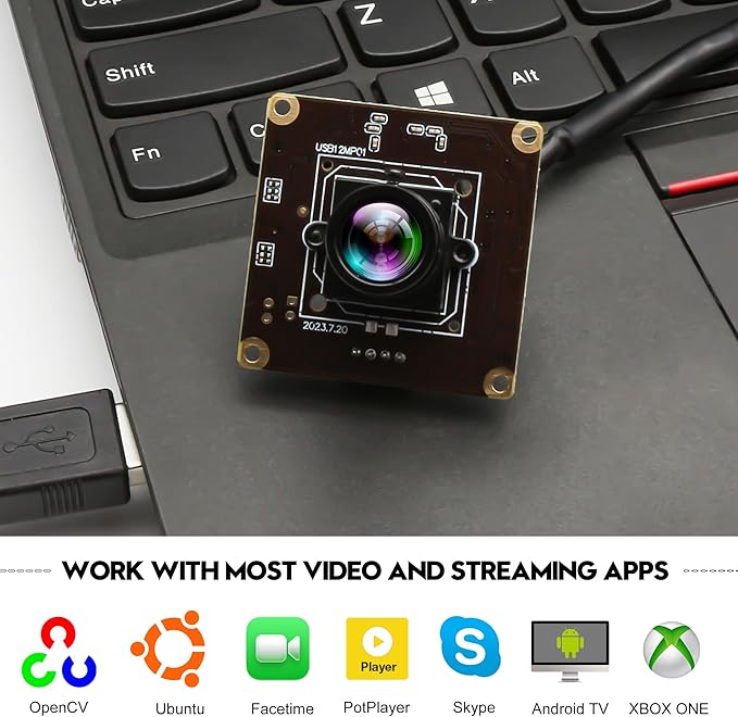 12MP USB Camera Module 4K 120fps High Speed Golf Swing Camera with 25mm Narrow Field of View M12 Lens Low Illumination Industrial Lightburn Embedded for Linux Windows Mac OS
