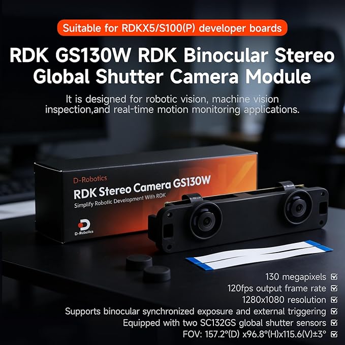 Yahboom D-Robotics RDK GS130W Binocular Depth Camera with MIPI Interface1280x1080@120FPS HDR Infrared Enhancementfor Robot Vision Motion Detection