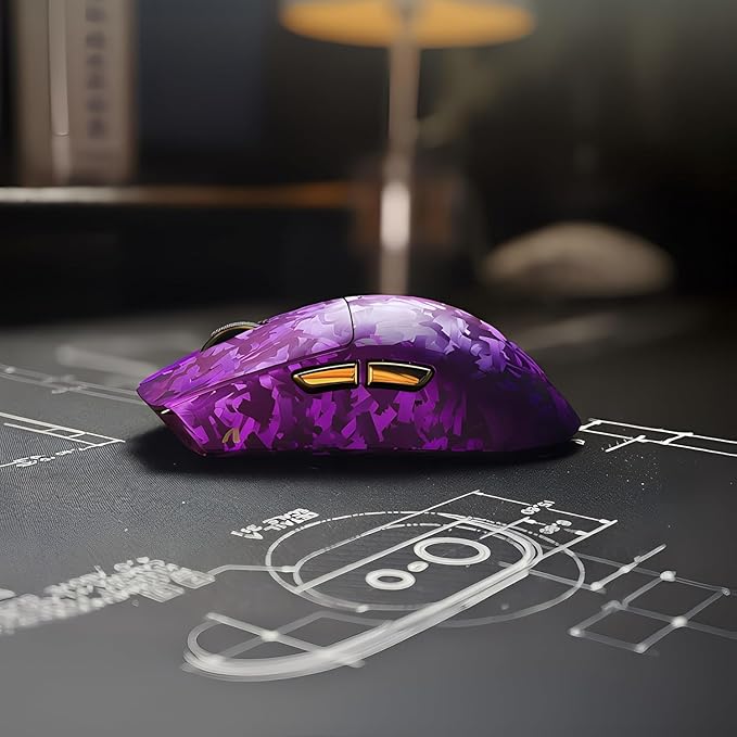 ATTACK SHARK X11 Ultra 8K Carbon Fiber Wireless Gaming Mouse with 42000 DPI-PAW3950 MAX Sensor-59g LightweightNordic 54L15 MCU ChipWired/BT/2.4Ghz100 Million ClicksProgrammable for PC Mac(Purple)