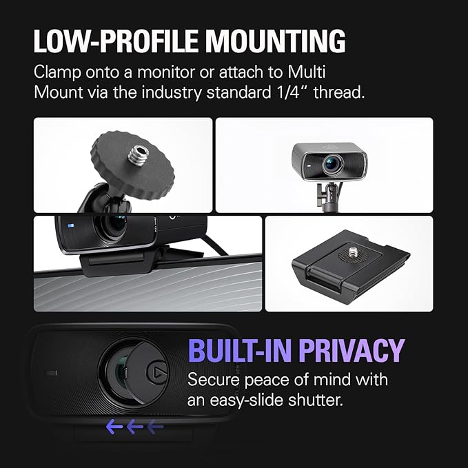 Elgato Facecam MK.2 – Premium Full HD 1080p Webcam for Streaming Gaming Video Calls Recording HDR Enabled Sony Sensor PTZ Control – Works with OBS Zoom Teams and More for PC/Mac