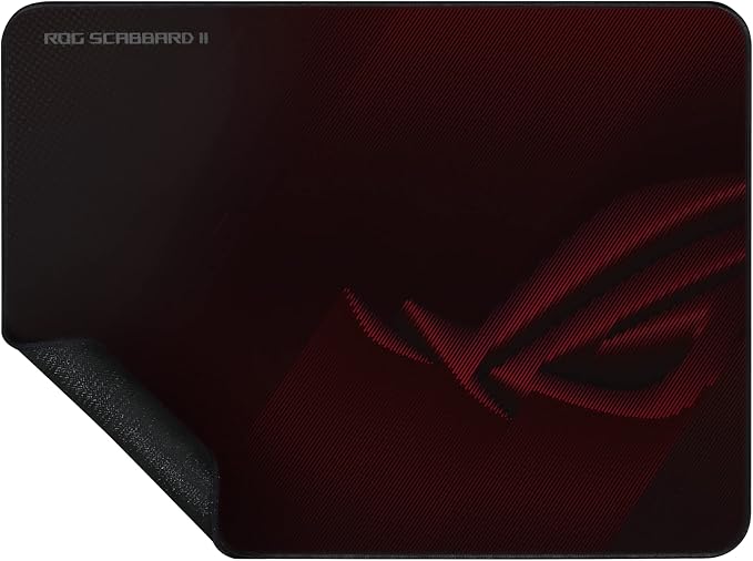 ASUS ROG Scabbard II Gaming Mouse Pad – 14.2” x 10.2” (Medium Size) Smooth Glide Surface Water/Oil/Dust-Resistant Anti-Fray Edges Non-Slip Base - Black