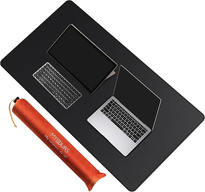 Mydours 43 x 24 Extra Large Desk Pad XXL Desk Protector Mat with PU Leather Large Desk Blotter Mat for Office Home &amp Writing Full Desk Pad for Keyboard and Mouse (Black)