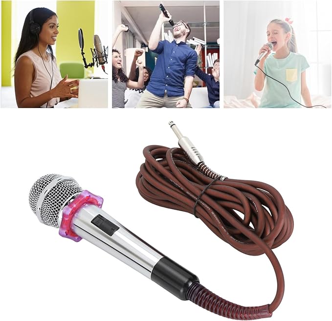 Dynamic Moving Coil Microphone Clear Sound Handheld Zinc Alloy Microphone Toughened Sound Head with Heart Shaped Pickup Design Metal Mesh Structure for Protection