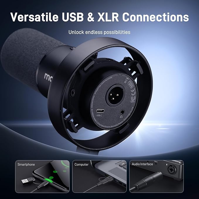 MAONO USB XLR Dynamic Microphone for Podcast: PC Computer Gaming Mic with 192kHz/24bit for Studio Recording Streaming Content Creation (PD300XT+G1 NEO+XLR-180)