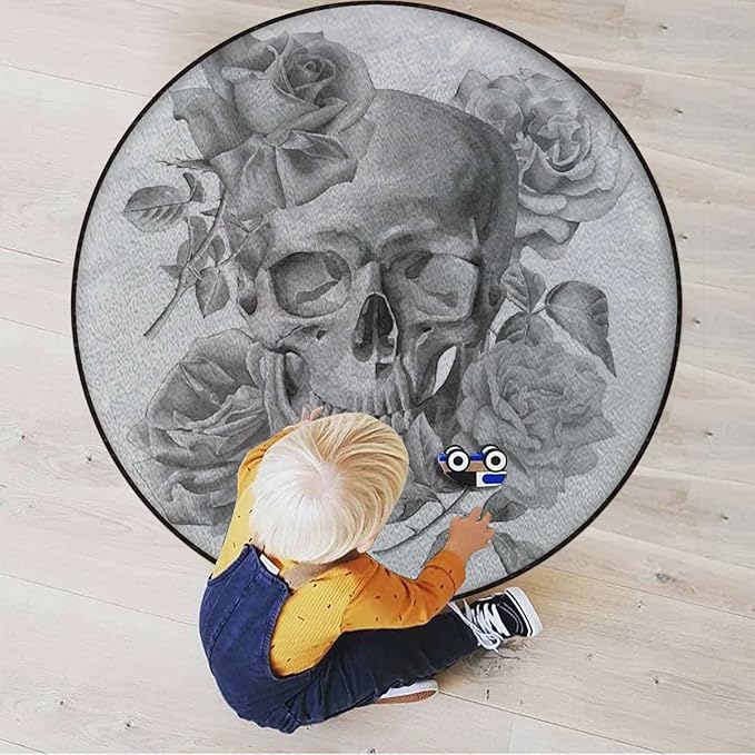 Romantic Style Round Office Chair Mat for Hardwood Floor Computer Gaming Rolling Chair Mat Floor Protector Mat Desk Rug Grey Monochrome IllustrationGrey Diameter 47.2 in