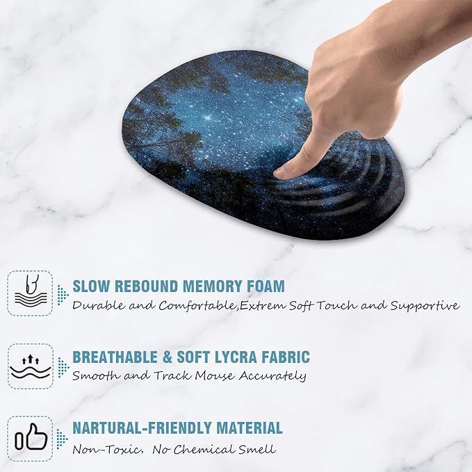 Mouse Pad Wrist Support Ergonomic Mouse Pad with Wrist Rest Memory Foam Massage Design &amp Non-Slip PU Base MousePads for Pain Relief Desk Office Home Blue Sky Tree