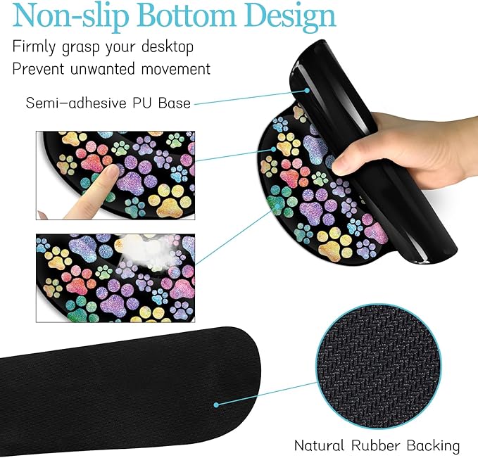 Dog Paw Mouse Pad Set XXL Large Desk Mat Pad Cute Ergonomic Mouse Pad with Wrist Support Wrist Rest for Computer Keyboard Cup Coaster Cute Cat Paw Office Supplies Desk Decor Accessories
