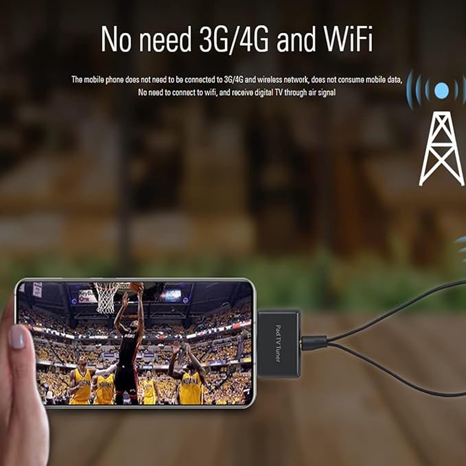 USB Type-C TV Tuner Card Watching Record Digital Live TV Anywhere Freeview HD TV Receiver Recast Wireless HDTV Stick Tuner Adapter USB TV Antenna for Android Phone Tablet No Internet Need