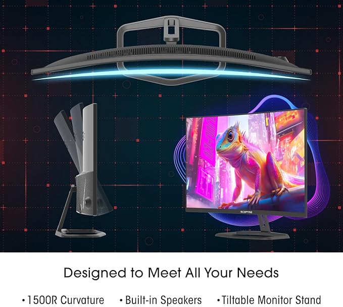 Sceptre New Curved 32 inch Gaming Monitor 1080p DisplayPort up to 260Hz 1500R FreeSync Premium 1ms Build-in Speakers Machine Black 2026 (C325B-FW260D Series)
