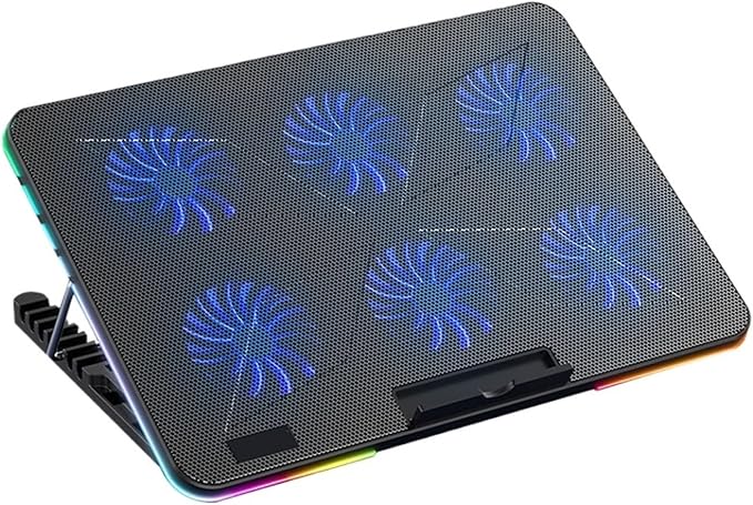Laptop Cooler PC Fan Cooler Notebook Stand for Laptop Cooling Pad 6 Quiet Fans Cooling Radiator Laptop Accessories(One Light Mode)