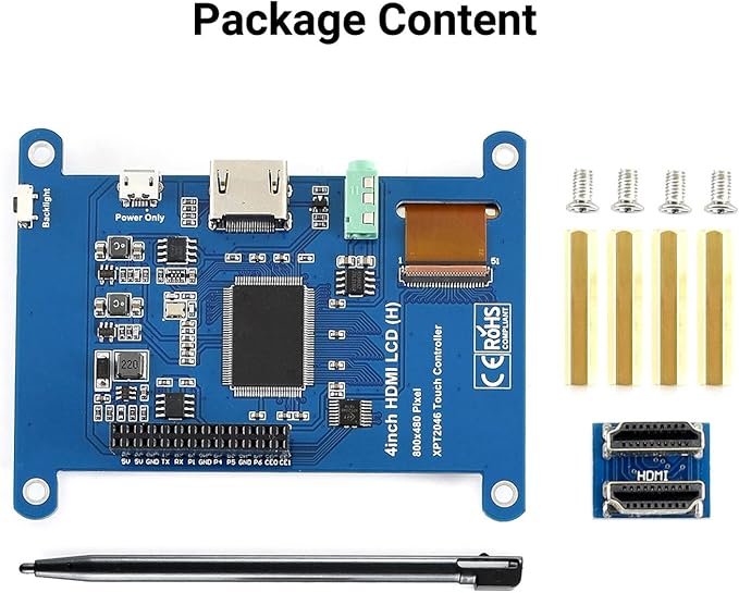waveshare 4inch Resistive Touch Screen LCD Compatible with Raspberry Pi 4B/3B+/3A+/2B/B+/A+/Zero/Zero W/WH/Zero 2W CM3+/4 480×800 Resolution HDMI IPS Supports Windows