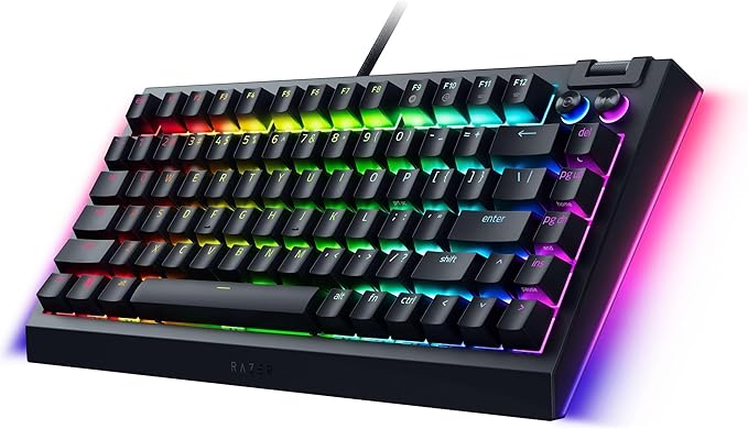 Razer BlackWidow V4 75% Mechanical Gaming Keyboard: Hot Swappable Design - Compact &amp Durable - Orange Tactile Switches - Chroma RGB - Roller &amp Media Keys - Wrist Rest Snap Tap - Black