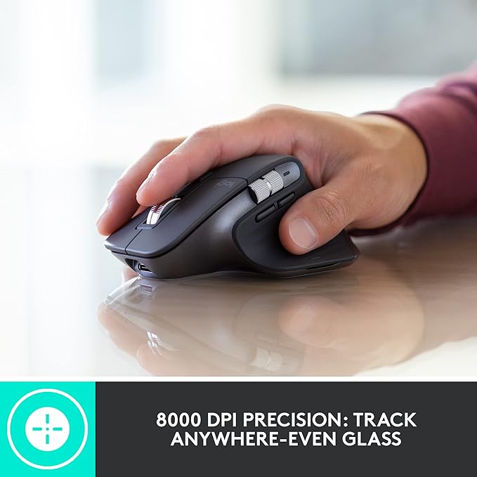Logitech MX Master 3S for Business Wireless Mouse with Quiet Clicks 8K DPI Secured Logi Bolt USB Receiver Bluetooth USB-C Charging MagSpeed Scrolling Windows/Mac/Chrome/Linux - Graphite