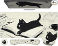 Ovenbird Mouse Pad Set 4-in-1 | Large Gaming Mousepad Keyboard Wrist Rest Mouse Wrist Support Coaster | Ergonomic Office Desk Mat Accessories for Women Men | 4PCS 35.4 x 15.7in Black Cat