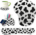 Keyboard Wrist Rest Pad Ergonomic Mouse Pad SetNon-Slip PU Base for Laptop Home Gaming OfficeMatching Elephant Pen Holder and Cup Coaster(Cute Cow Pattern)