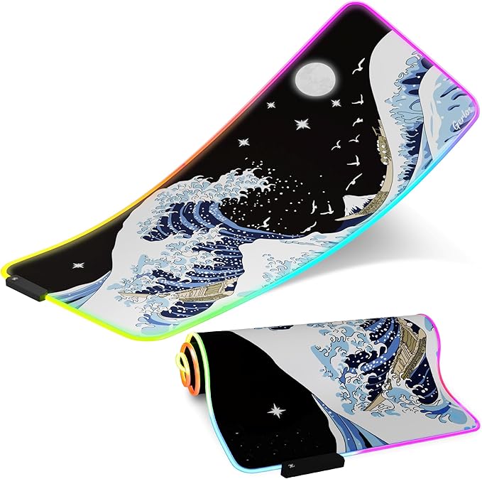 Gerlos RGB Large Gaming Mouse Pad Extended Soft LED Mouse Pad Non-Slip Rubber Base Water Resist Keyboard Pad Computer Mousepad 31.5×11.8 inches