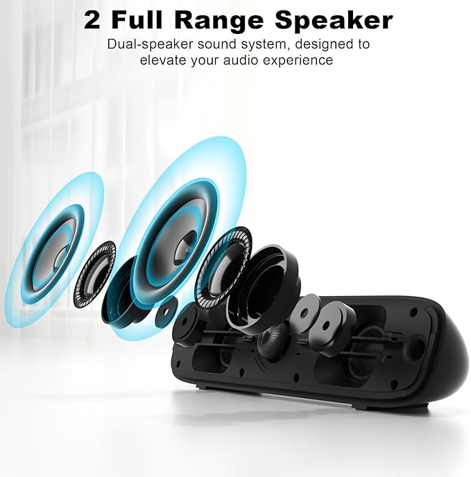 SOULION Computer Speakers for Desktop USB Powered Bluetooth PC Speaker with LED Light 3.5mm Aux Soundbar with Rotary Volume Control Button for Laptop Monitor Office Music Game Gray