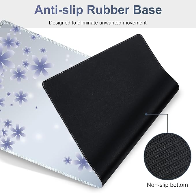 Cute Butterfly Desk Mat Florals 4 in1 Large Gaming Mouse Pad Set Ergonomics Keyboard Pad with Memory Foam Wrist Rest Extended Game Mousepad Non-Slip Desk Protector Matt Easy Typing Pain Relief