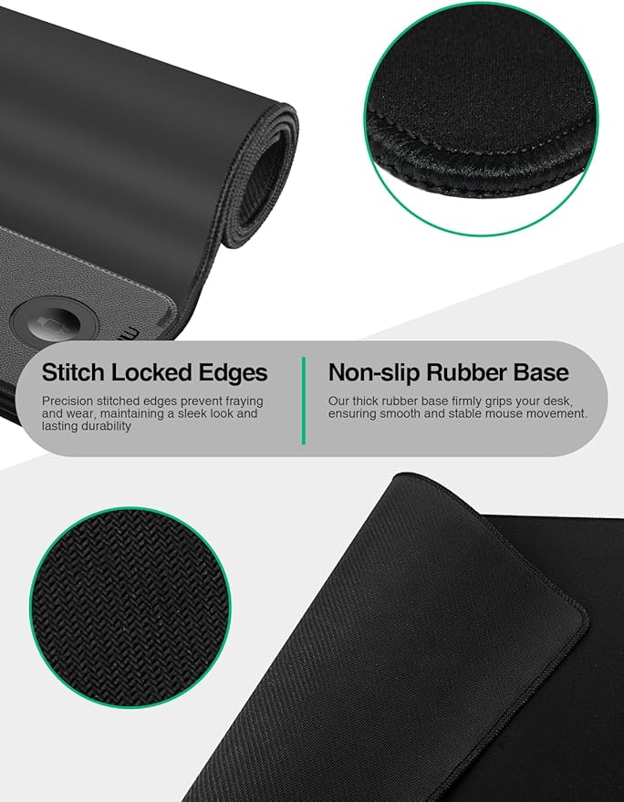 Mouse Pad with Magnetic Wireless Charging Large Desk Mat Non-Slip Mouse Mat Keyboard Pad for Gaming Desk Office PC (The Right Charging-Black with 20W PD Charger)