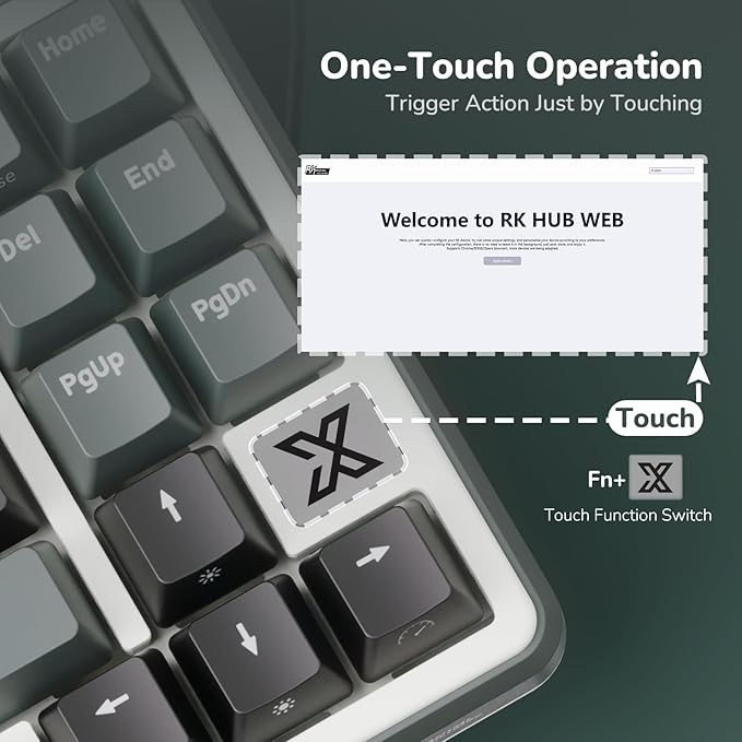 RK ROYAL KLUDGE X87 Gasket Mechanical Keyboard 75% Wireless Gaming Keyboard with Touchable X-Plate &amp Volume Knob Bluetooth/2.4GHz/Wired Hot Swappable RGB Backlit (Green Light Switch)