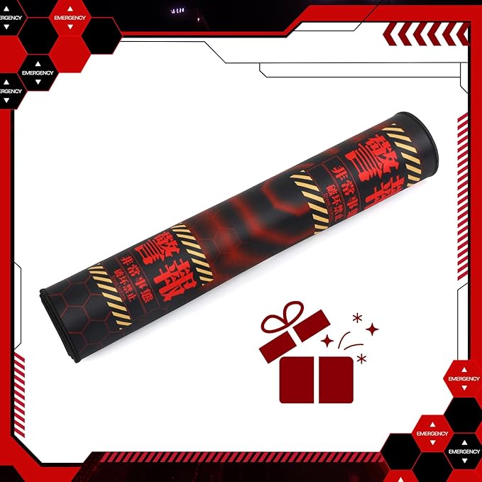 Mouse Pad Neon Genesis Evangelion 'Alert' Design 35.4x15.7 Big Mouse Pad - Featuring MAGI System &amp Emergency Warning Graphics for EVA Fans