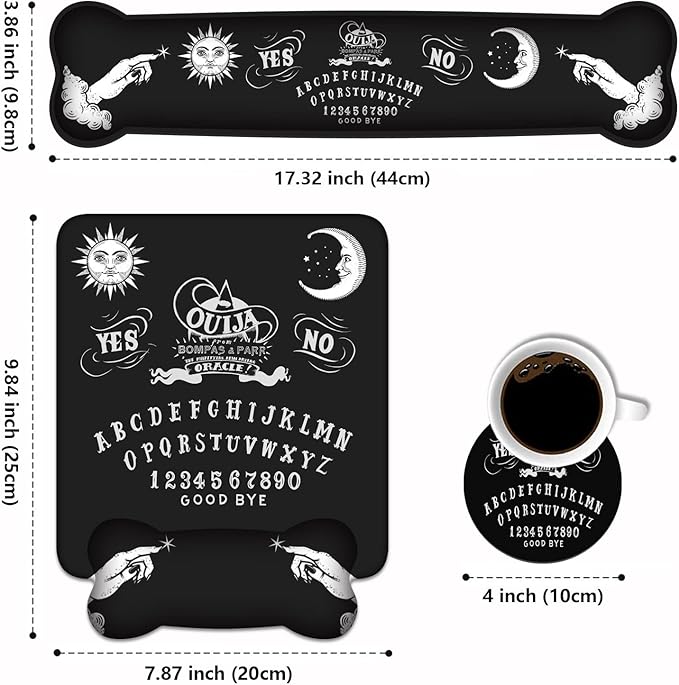 Wrist Rest Support Ergonomic Gel Mouse Pad &amp Memory Foam Keyboard Set Non-Slip Rubber PU Base for Home Office Working Studying Easy Typing &amp Pain Relief Ouija Board