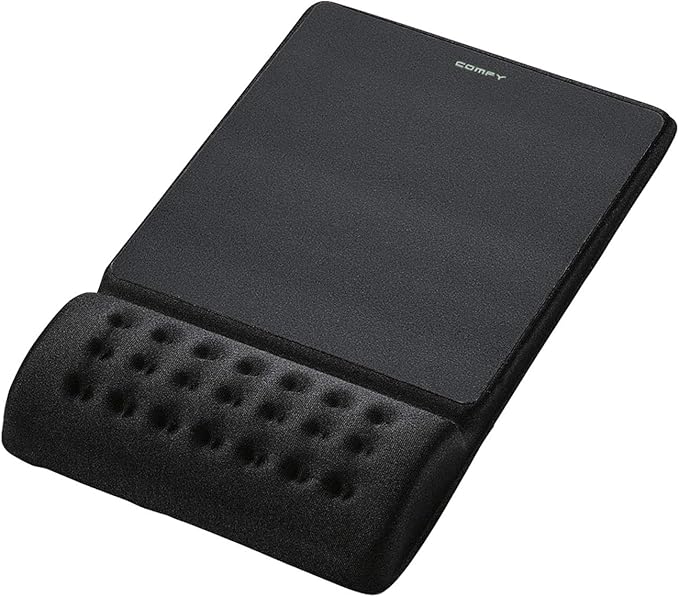 ELECOM Mouse Pad with Wrist RestComfy Smooth Control/Ergonomic Design/Reduce Wrist Fatigue/Memory Foam Black MP-096BK