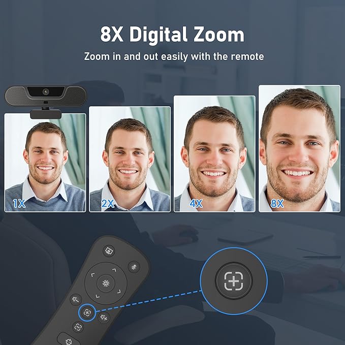 saylas 4K Webcam with Microphone and Speaker Wide Angle 112° Remote Control Autofocus Digital Zoom Privacy Cover Plug &amp Play Web Streaming Camera for Computer USB Webcam for Pc