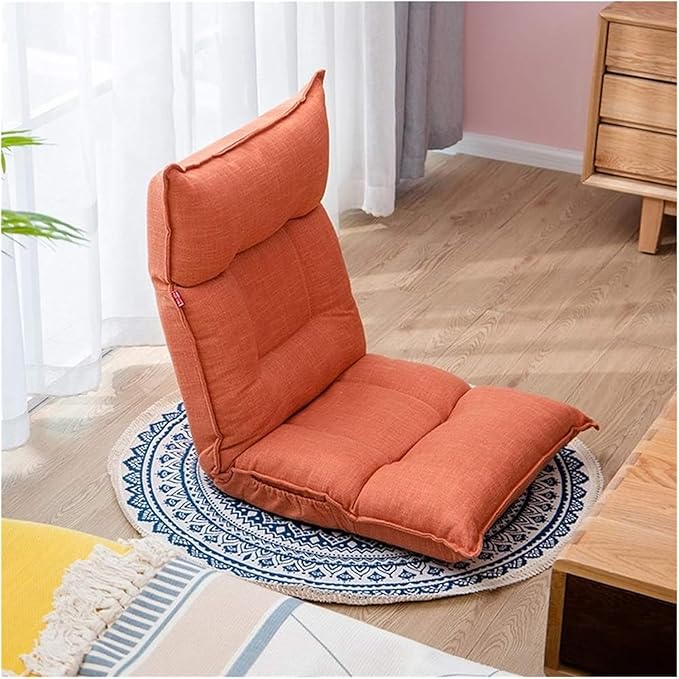 ELEFOCUS Folding Sofa Chair Folding Floor Chair Removable and Washable Built-in Latex Cushion Bay Window Chair for Bedroom(Orange)