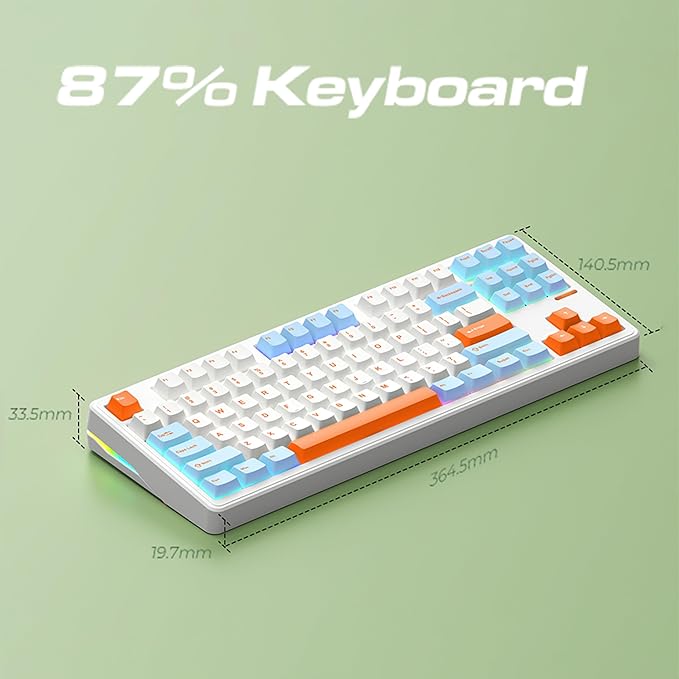 Linky 87 PRO Wireless Mechanical KeyboardTri-Mode BT5.0/2.4GHz/USB-C Hot Swappable Custom Keyboard Linear SwitchesRGB Backlit Computer Gaming Keyboards for PC/Tablet/PS/Xbox (Ocean Sunrise)