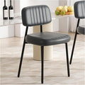 Adjustable Office Computer Chair with Armrest 1pcs Minimalist Comfy Upholstered Dining Chairs with Thick Cushions Seat Back and Metal Legs(Dark Grey)