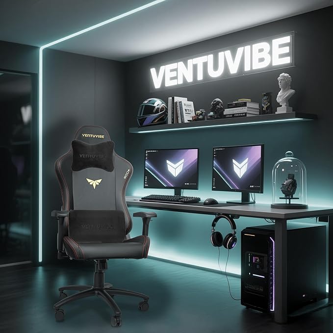 Gaming Chair 4D Adjustable Armrests - 170° Reclining &amp 320lb Capacity High Back Ergonomic Computer Chair with Lumbar Support Office Game Chair for Adults PU Black