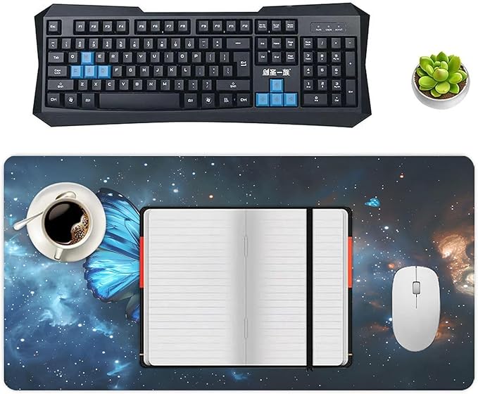 XXL Gaming Mouse Pad Animal Galaxy Butterflies XXL Gaming Mouse Pad Large Desk Mat Protector for Desktop Anti-Slip Rubber Extended Computer Keyboard Mat Writing Pad 15.7 * 35.4 inB-1768