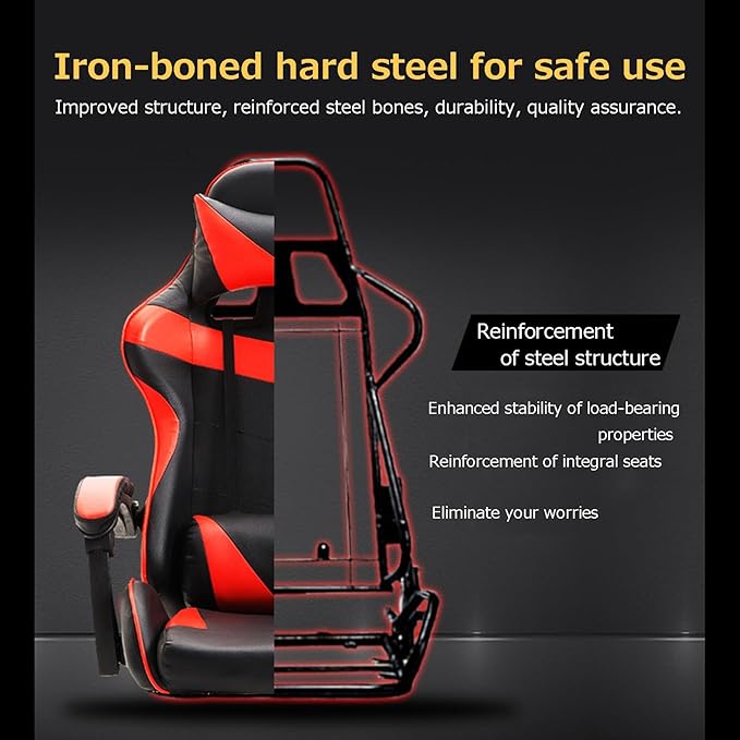 Ergonomic Gaming Chair Iron backrest Comfortable Breathable Office Chair Height Adjustable Computer Chair with Footstool Metal Reclining(BlackBlue_Without)