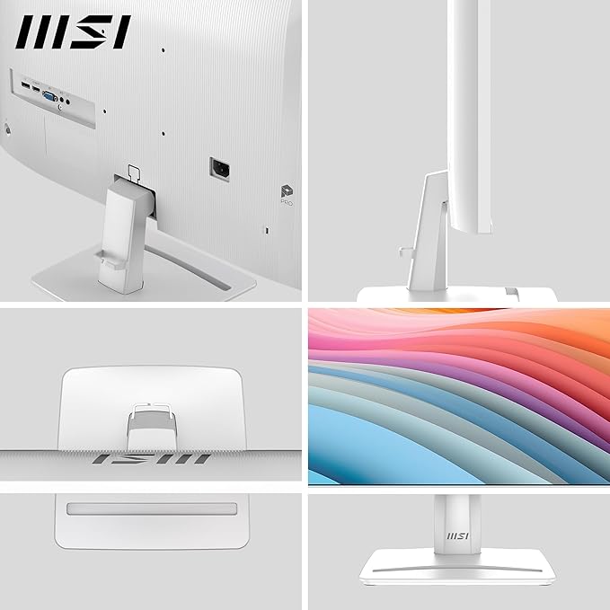 msi PRO MP275W E2 27-inch IPS 1920 x 1080 (FHD) Gaming Office Monitor 120Hz Free-Sync HDMI DisplayPort VGA Port VESA Mountable Tilt Speaker 4-Side Slim Bezel 1ms White