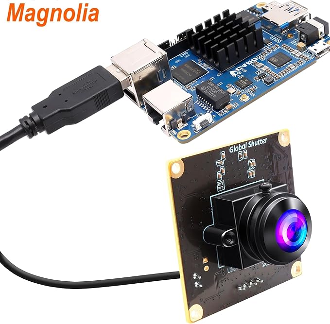 Magnolia Global Shutter USB Camera Module 2MP 90fps High Speed UVC Camera with Wide Angle 200 Degree Fisheye Lens AR0234 Lightburn Webcam Compatible with Windows/Linux/Android and Mac OS