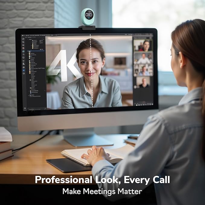EMEET Piko 4K Webcam for Streaming World’s 1st Dual-Camera AI-Powered 4K Camera w/AI Autofocus 3 Mics Array&amp3 Sound Modes USB Webcam with Clip Great for Streaming Desk Setup