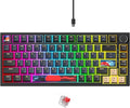 BlueSamurai 75% Wired Mechanical Gaming Keyboard - Hot Swappable Red Switch RGB Backlit 82 Keys TKL Mechanical Keyboard with Volume Control Knob
