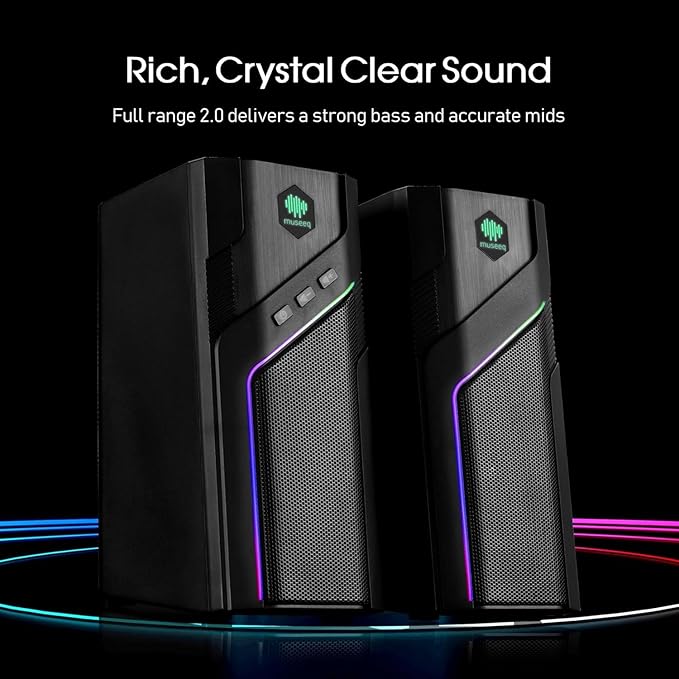 W-206RE Bluetooth RGB Computer Speakers 2.0 Stereo PC Speakers with 21 LED Light Modes Touch Control USB Powered Desktop Speakers for PC Laptop PS5