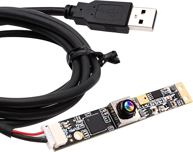 ELP 16MP Autofocus USB Camera with Microphone for Computer Mini UVC USB2.0 Lightburn Camera Micro USB Security PC Camera Module Laser Engraver Webcam Board (100degree No Distortion Lens)