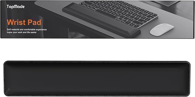 TopMade Keyboard Wrist Rest Cooling Gel &amp Upgrade Soft Memory Foam Design Wrist Support for Keyboard Full-Size Keyboard Hand Rest Pad Ergonomic Palm Rest for for Long Hours of Work Gaming Bla
