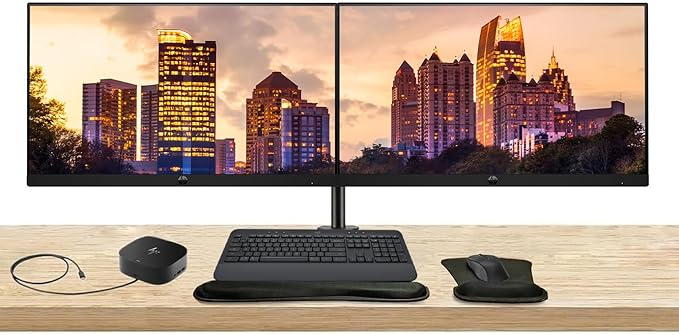 HP Series 3 Pro 24-inch 324pf FHD1080 LCD Monitor 2-Pack Bundled with Desk Mount Stand USB-C Multiport G5 Dock MK650 Wireless Keyboard &amp Mouse Gel Mouse &amp Wrist Pad