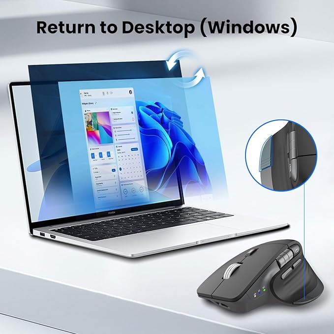Wireless Bluetooth Mouse Ergonomic Rechargeable Silent Mouse with Multi-Device Adjustable DPI Flying Scroll &amp Thumb Wheel Bluetooth Mice for Laptop Computer Tablet Smartphone (Black)