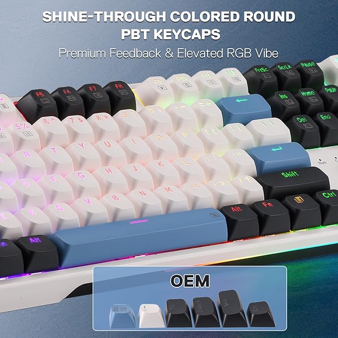 Redragon K668 Wired Gasket RGB Gaming Keyboard 108 Keys Mechanical Keyboard w/Extra 4 Hotkeys Upgraded Hot-swappable Socket Sound Absorbing Foam Mixed Color Keycaps Custom Linear Switch