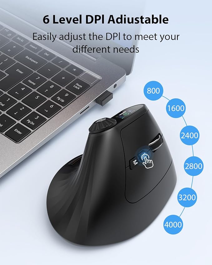 Transformers Vertical Ergonomic Mouse with LED Screen &amp Knob Control Rechargeable Vertical Mouse Wireless 3-Device Connectivity (2.4G + Dual Bluetooth) Quiet Clicks Computer Mice for PC/Mac/La