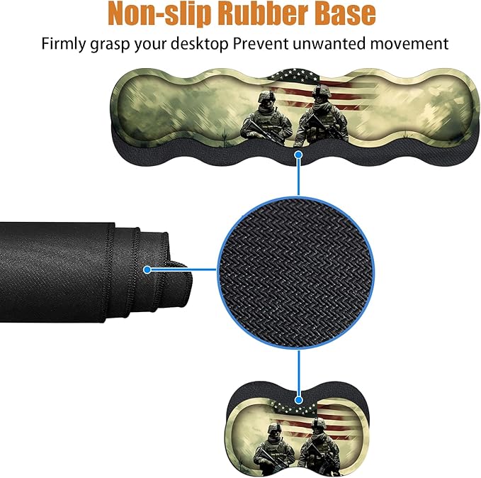 4 in 1 Ergonomic Keyboard Wrist Rest &amp Mouse Pad Wrist Rest Set Large Gaming Desk Mat 31.5x 11.8 with Non-Slip Base Memory Foam for Home Office Study Gaming American Military Army Troops Sold