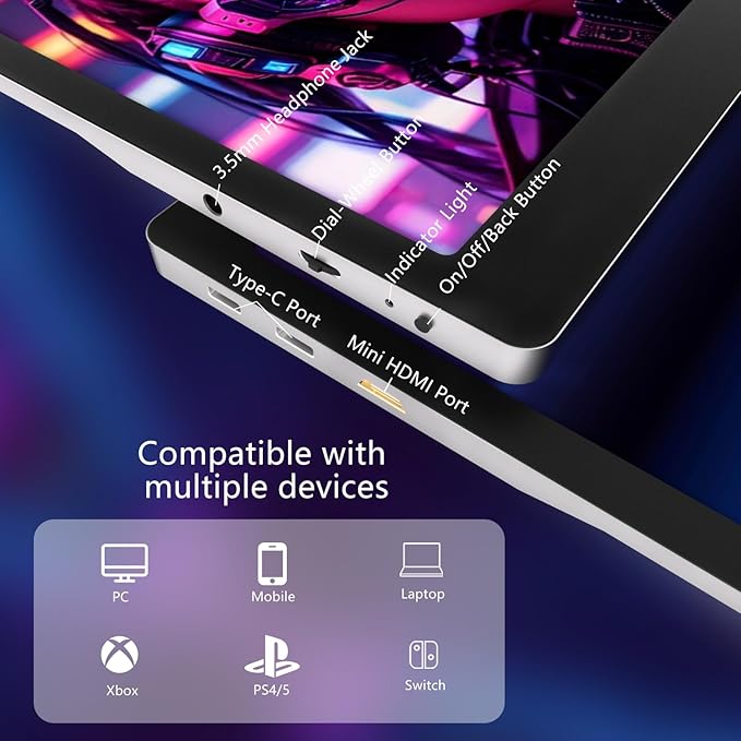 15.6 Inch 4K UHD Portable Gaming Monitor 120% sRGB Lightweight Metal Touchscreen with Type-C Mini HDMI Travel Monitor for Laptop PC Mac PS4/5 Switch