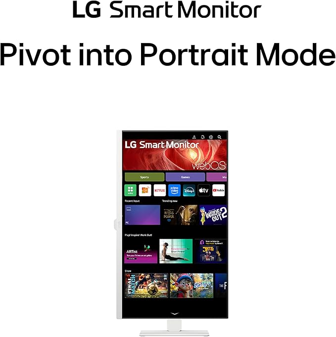 LG 27U730SA-W 27-Inch Smart 4K UHD (3840 x 2160) IPS Computer Monitor HDR10 Built-in Speaker Screen Share Bluetooth Remote Control HDMI USB Type-C PD 65W Tilt/Height/Swivel/Pivot Stand White