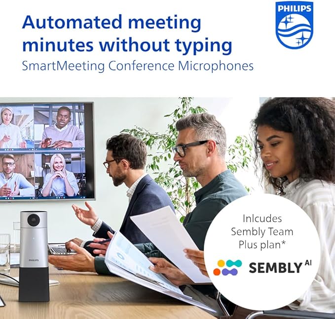 Philips SmartMeeting HD Audio and 4K Video Conferencing Solution PSE0550 with Sembly AI Meeting Assistant Trial