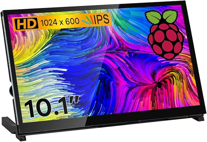 10.1 IPS LCD Capacitive Touch Screen HDMI Display Portable Monitor 1024X600 Built-in Dual Speakers for Raspberry Pi 5/4/3 Xbox PS4 Windows 7/8/10